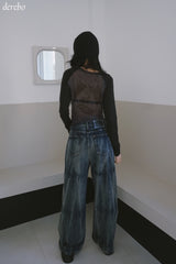 Back see-through angel long-sleeved t-shirt