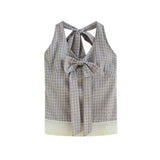 Yuna Check Ribbon Blouse
