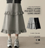 Posey banding layer frill long skirt