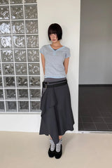 UNBALANCE WRAP LAYERED SKIRT