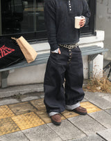 No.1537 V wide non-fade denim PT