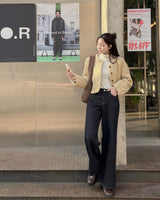 フリースワイドデニムパンツ