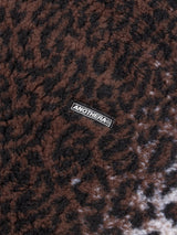LEOPARD FLEECE ZIP-UP JACKET_Brown