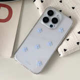 [handmade] blue flower pearl pattern jelly hard case