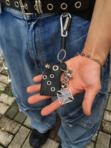 Leather Carabiner Key ring (BLACK)