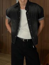 [MUSCLE FIT] Crop denim shirts(2color)