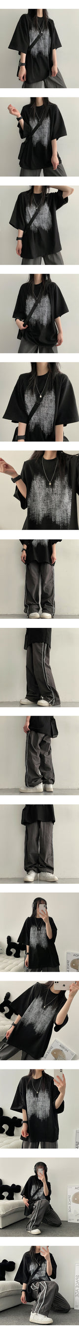 キロペインティングオーバーサイズドフィットショートスリーブtシャツ