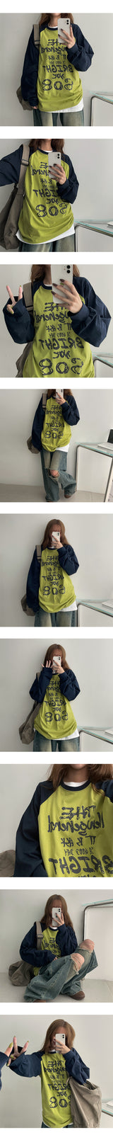 Decott lettering raglan sweatshirt