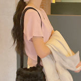 plain napping peach short-sleeved T-shirt