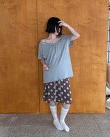 シェル ボタン オープンネック Tシャツ (3colors)