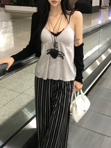 サンデー ホーム ストライプ ラウンジ ボタン ワイドパンツ