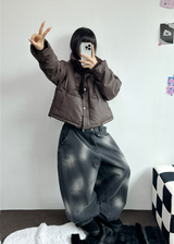 LEATHER MATT SHORT CROPPED PADDING🖤🤎💚3COLOR