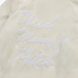 Stranger Regular Fit Embroidery Wool Varsity Jacket (Cream)