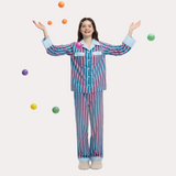 スプリング アンド サマー コントラスト カラー パジャマ スーツ 100% cotton sleepwear