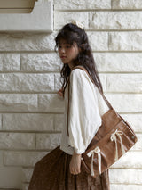 Ribbon duffel bag_caramel brown