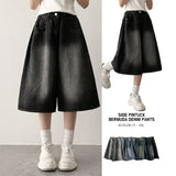 Mews Waistbanding Vintage Washed Side Pintuck Denim Bermuda Shorts