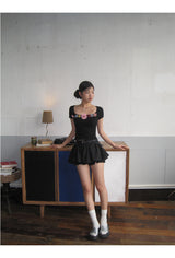 Real Flower Black Short Sleeve Tee