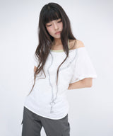 GLITTER KEY OFF SHOULDER - WHITE