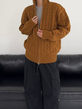 [MADE] Two-Way Wool Cable Knit Zip-Up (7C)