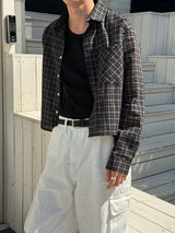 Thin crop check shirts(2color)