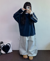 HIP TWO LINE NUMBERING LONG SLEEVE T-SHIRT💙🤍🖤3COLOR