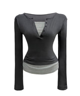 Jena layered button T (4color)