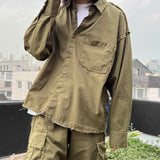 grunge plain shirt_khaki