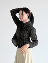  LINE STRIPE CROP SHIRT