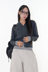 Button hood cardigan