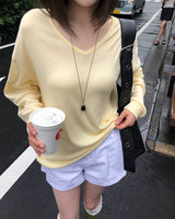 [ORIGINAL] Rainy V-Neck Sheer Long-Sleeve Tee