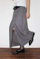 STRIPE BUTTON WRAP SKIRT