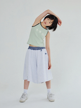 チェックバンディングバミューダパンツ - ライトグレー