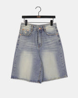 Caun Vintage Washing Denim Half-Length Bermuda Pants