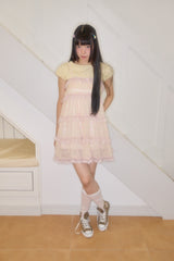 KIRI SKULL CANCAN MINI CHIFFON DRESS (YELLOW)