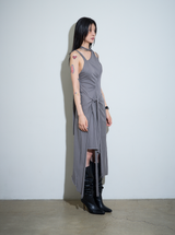 【MADE】カットアウトラップドレス グレー