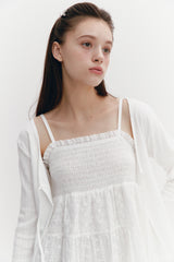 Ribbon Punching Cardigan Ivory