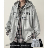 Ronnie Lettering Over Loose Fit Hooded Zip-Up