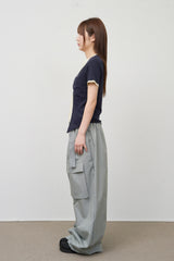 (W) Tie Linen Layered Top