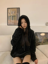 [UNISEX]Snowa cable Fleece Long Sleeve Hoodie 