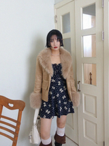 F.リボンドットスモークミニドレス