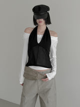 Blin Mesh Cowl Halter Top