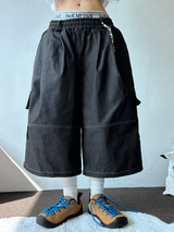 VIVID STITCH BALLOON DENIM BERMUDA 💙🖤🩵2COLOR