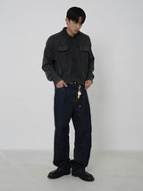 Washing trucker cardigan 2color