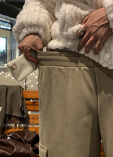 Stable Soft Cargo Fleece Brushed Semi Wide Banding Pants