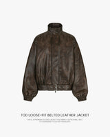 [ORIGINAL] Tod Loose-Fit Belted Leather Jacket