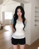 Bunny Raglan One-Shoulder Short Sleeve