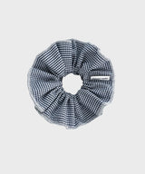 ラッフルチェックシュシュ (ネイビー)