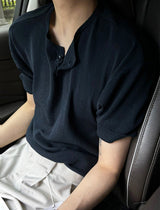 Ocean Henley Short Sleeve Knit