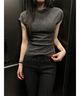 Pigment washing crop t-shirts(4color)