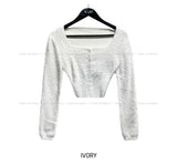 Jerry Square Angora Crop Cardigan